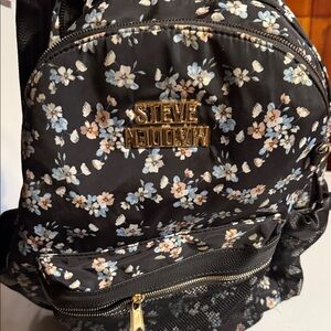 Steve Madden Black and Blue Floral Backpack